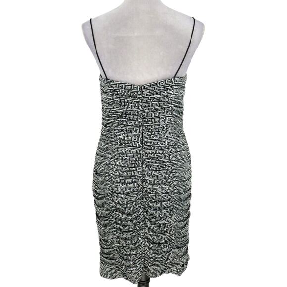 Phoebe Dress Womens 8 Black White Sequins Spaghetti Strap Lined Stretch Bodycon - Picture 2 of 14
